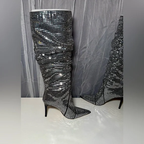 Michael Kors Dawn Silver studded Heeled Boots 7 - Picture 6 of 14